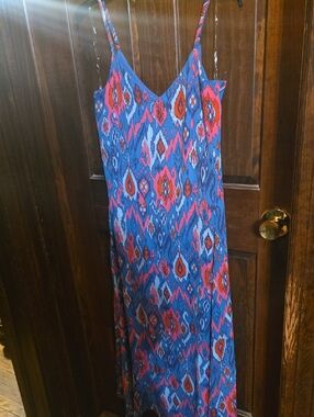 Spaghetti Strap Maxi Dress in Blue and Pink